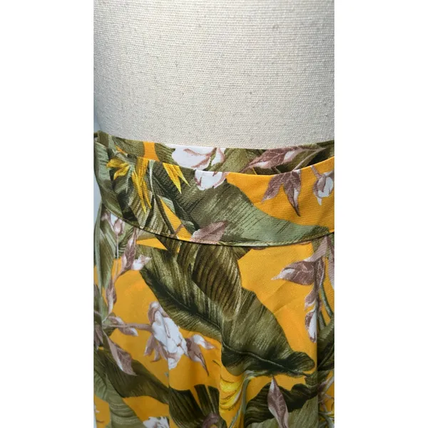 Lulus Away to the Islands Small NWT Marigold Tropical Print‎ Wrap Maxi Skirt - Image 3