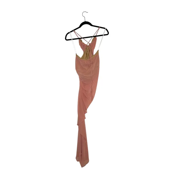 Michael Costello X Revolve Mesh Follie Maxi Gown Mauve Pink Women's Size Small - Image 5