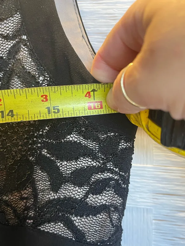Morgan & Co. Black Lace Fitted Bodice Floor Length Dress Leg Slit Size 5/6 - Image 6