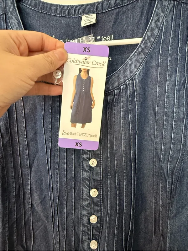 Coldwater Creek Sleeveless Navy Denim A-Line Dress - Image 4