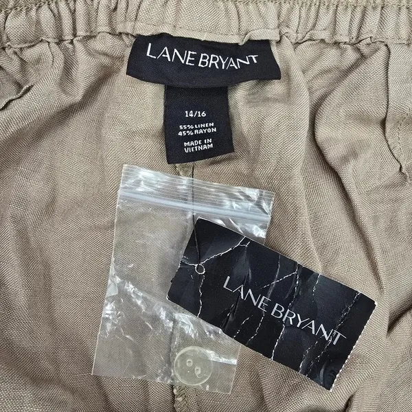 Lane Bryant Tan Linen Flat Front Bermuda Bottoms Pants Shorts Plus‎ 14/16 - Image 5