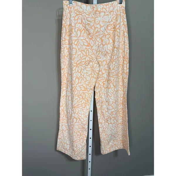 Free People Love So Right Wide Leg Pants Peach Floral Size 8 Boho Coastal Resort - Image 6