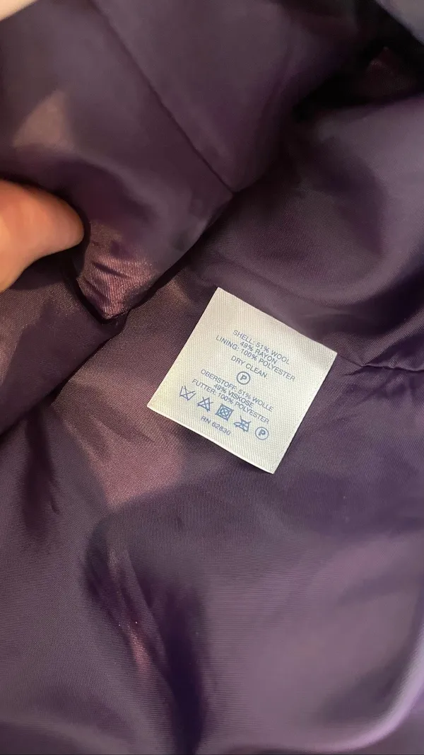 Lands' End Purple Wool Blend Zip Jacket Coat Petite 6P Plum Winter Fall - Image 6