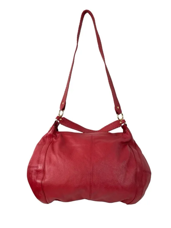 -ONNA EHRLICH RACHEL Red Pebbled Leather Large Hobo Bag Purse Tassle Designer - Image 3