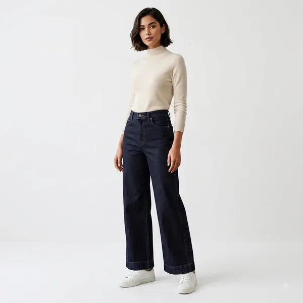 J.Crew Wide Leg Denim Trouser Jeans Dark Indigo Wash Womens 29 - Image 5