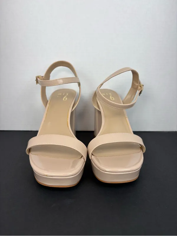 Mix No. 6 Nude Patent Block Heel Sandals with Ankle Strap - Image 9
