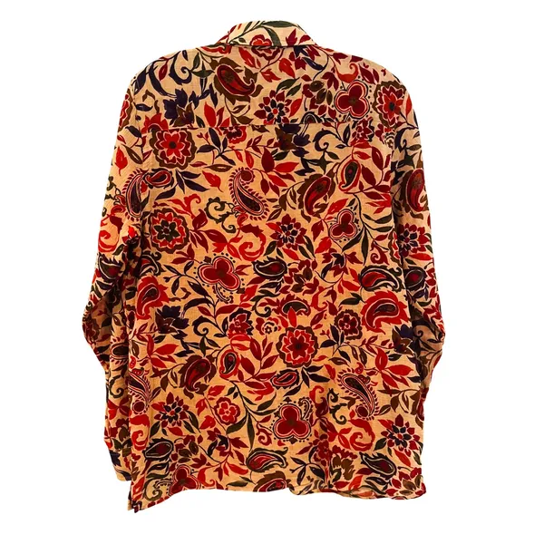 Lauren Ralph Lauren Paisley Floral Blouse Women's Medium‎ Career Preppy Classic - Image 5
