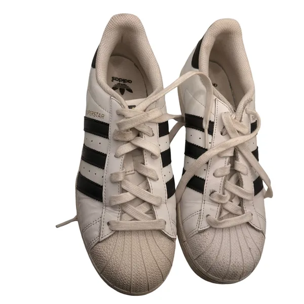 Adidas Superstar Sneakers 6.5 White Black Leather Classic Shell Toe College Shoe - Image 3