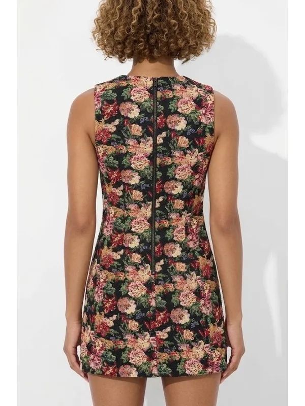NWT Alice + Olivia Coley in Floral Jacquard Tapestry Slim Mini Dress 14 - Image 2