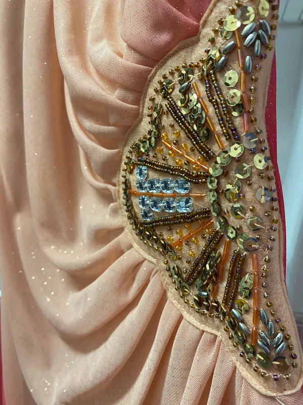 Macy's Orange and Pink Sheer Sequin Hi-Lo Dress - Image 5