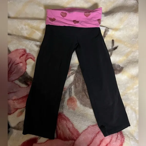 XS Pink heart Pink overlap yoga pants - Image 2
