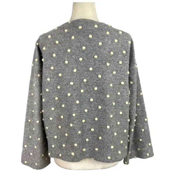 Madewell AG245 Texture & Thread Boxy Bobble Cropped Cardigan Small Polka Pom - Image 12