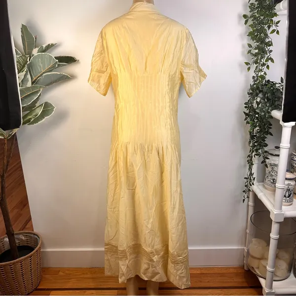 New Ontre Maxi Shirtdress Sz M Butter Yellow Dress Short Sleeves - Image 6