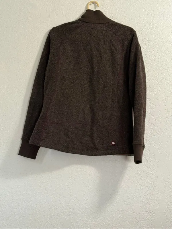 Marmot wool blend sweater jacket sz L warm cozy winter brown - Image 3