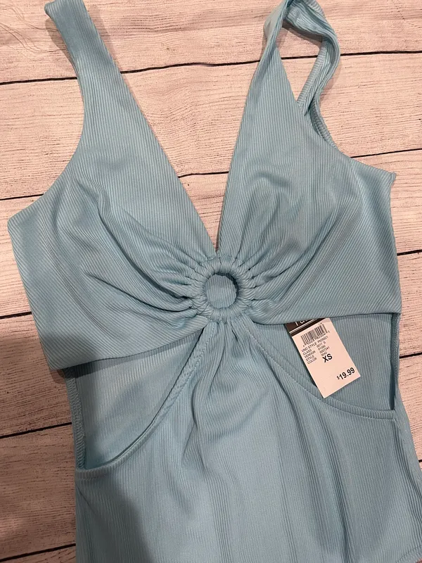 Blue Cut Out Bodysuit Size XS - Image 3
