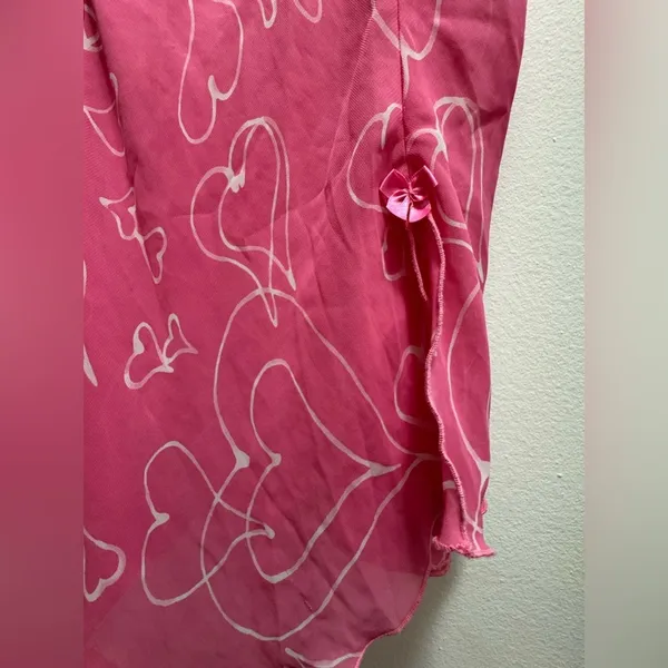 2000s Y2K Cinema Etoile Pink Sheer Babydoll Slip Size Medium Hearts Valentines - Image 6