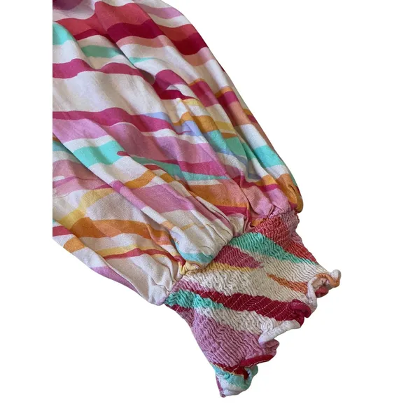 Entro Womens Large Abstract Stripe Babydoll Mini Dress Button Front Tunic D22584 - Image 4