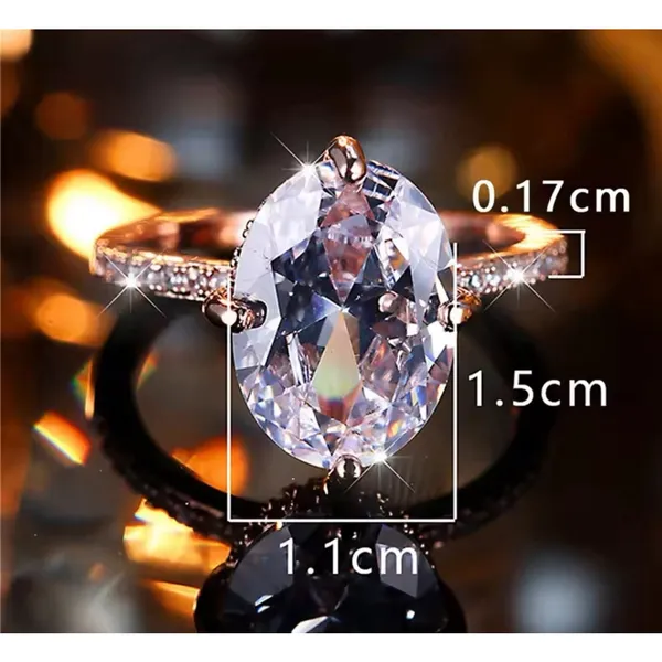 NEW‎ Women's 6Ct Yellow Gold Plated Silver Oval Simulated Diamond Ring - Image 8