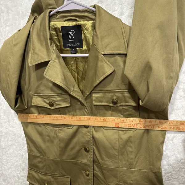 Rachel Zoe Safari Field Jacket S Tan Olive Military Utility Utilitycore Jacket - Image 9