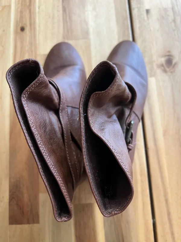 American Eagle Brown Ankle Boots Women’s 7.5 Slouch Buckle Low Heel - Image 3