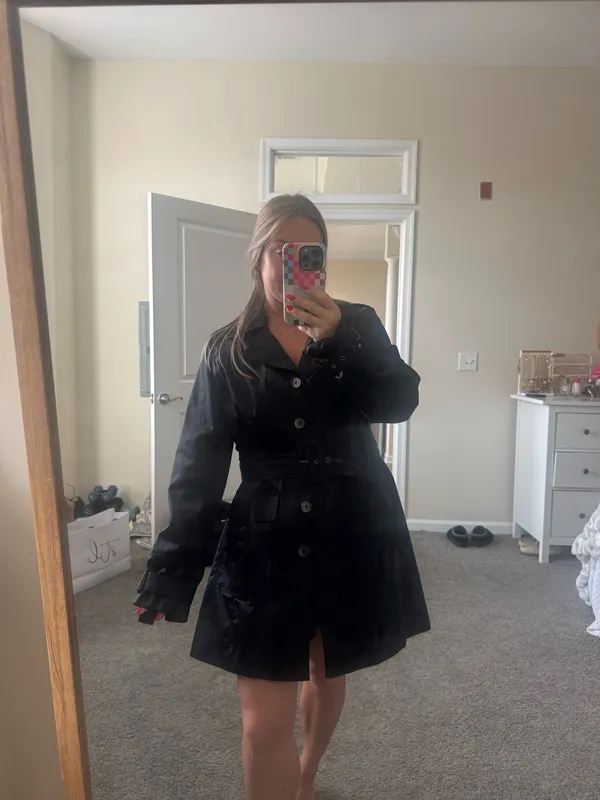 Belted Rain Jacket/Trench Black Size L - Image 2