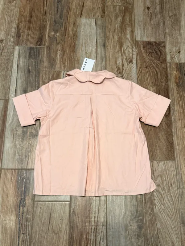 Katch Luxury Organic Cotton Scalloped V Neck Button Down Top Pink Size XS - Image 3