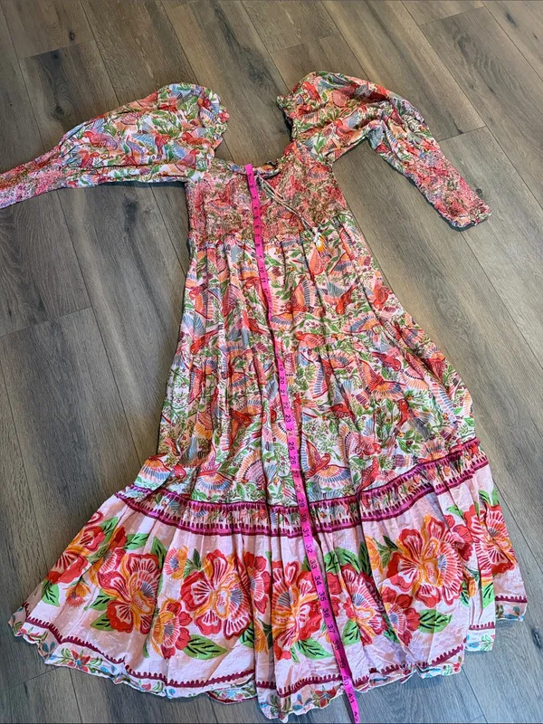 FARM Rio Macaw Smocked Midi Dress- size Large - Image 6