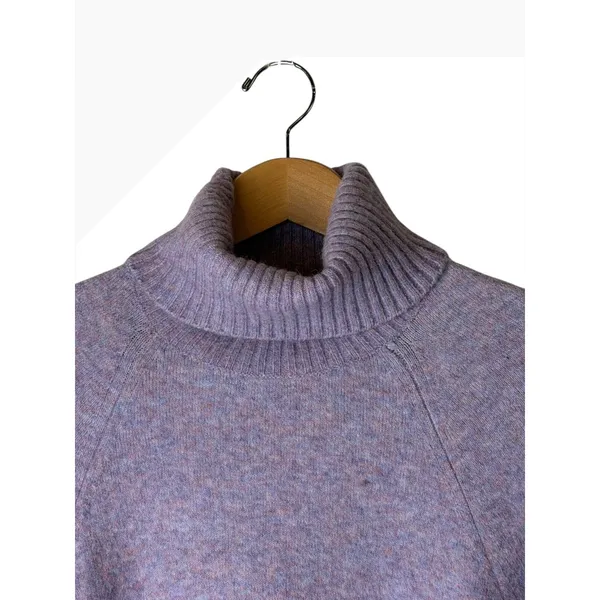 J Crew Turtleneck Sweater Women Medium Purple Alpaca Wool Blend Knit Preppy - Image 5