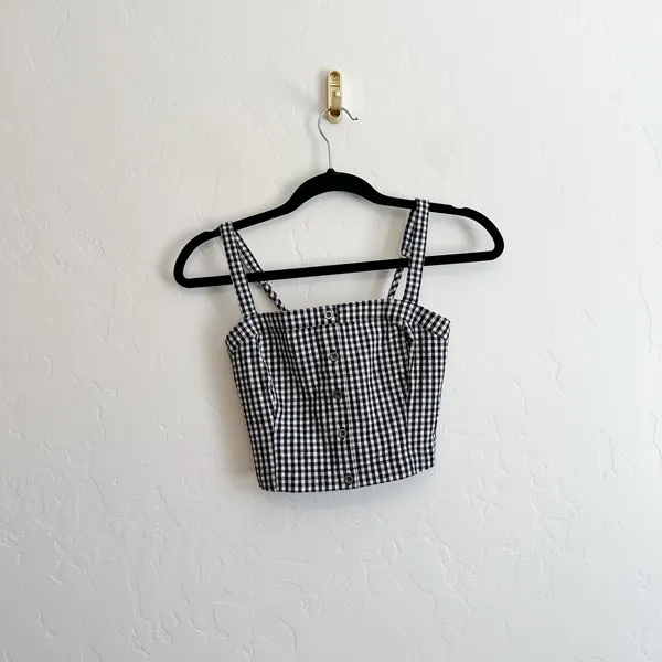 Hollister | NWT Gingham Crop Tank & High-Rise Pants Set in‎ Black White - Image 2