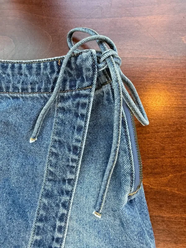 Tillys RSQ Denim Skort Side Tie Mini Size 25 Wrap Front - Image 5