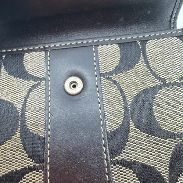 Coach Signature C Snap Black Canvas Leather Wallet - Image 5