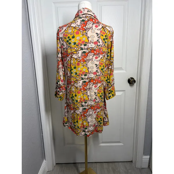 Natural Life Floral Botanical Boho Shirt Mini Dress Hippie Artsy Sz Medium - Image 8