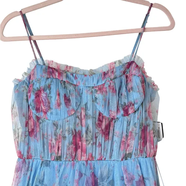 City Studios Juniors’ Blue Floral-Print Bustier Prom Gown size‎ 5/6 NWT - Image 6