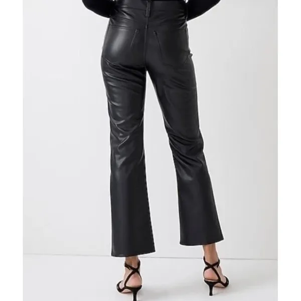 J.Crew Womens High-Rise Slim Demi-Boot Pant‎ Faux Leather Black BK823 Size 29 - Image 3