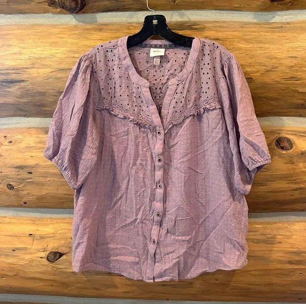Knox Rose Women’s Purple Button Down Blouse - Image 2