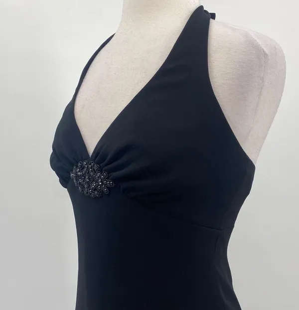 Vintage 90s Jones New York Dress Halter Dress Beaded Detail Black Womens Small - Image 6