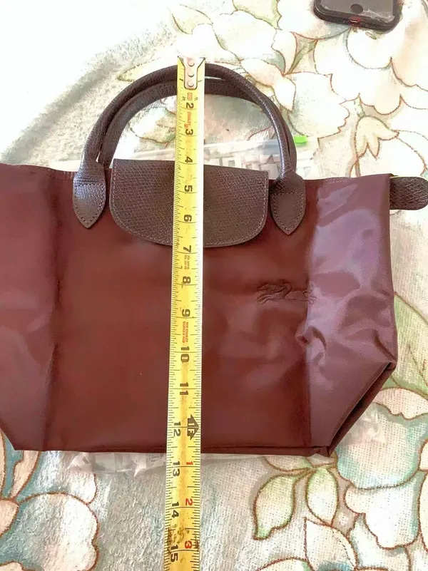 Longchamp Le Pliage Small Handbag Mocha Brown Short Handle Nylon Tote - Image 6