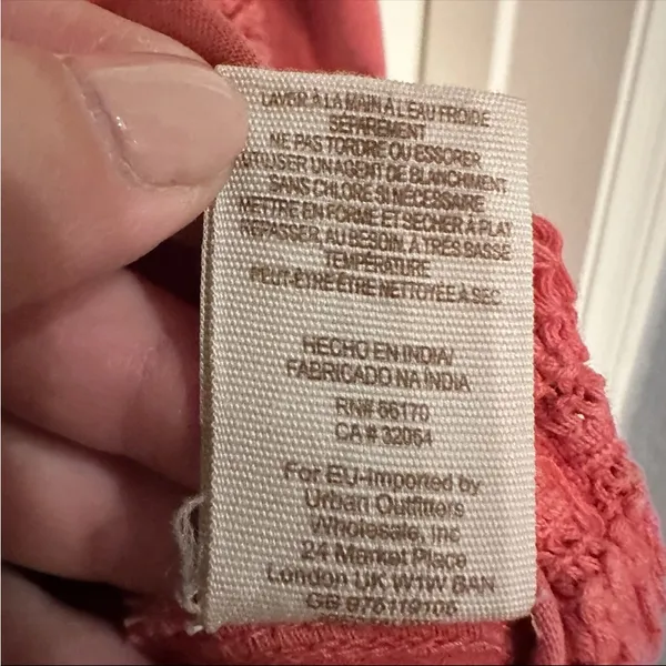 Free People Top Women's Crochet Lace Henley Long Sleeve Boho Sz M Coral Red - Image 6