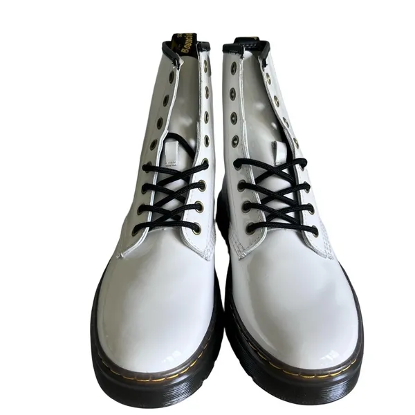 NEW Dr. Martens Unisex White Patent Leather Zavala Boot Size 9 or 8 #249 - Image 2
