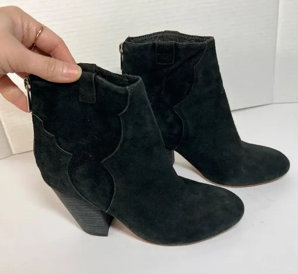 RAYE Revolve Womens Ella Black Suede Western Inspired Boot Block Heels Sz 37 - Image 2