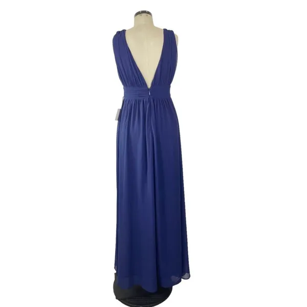 NWT Womens Size Small Lulu's Powder Blue Deep V-Neck Formal Maxi Dress - Image 6