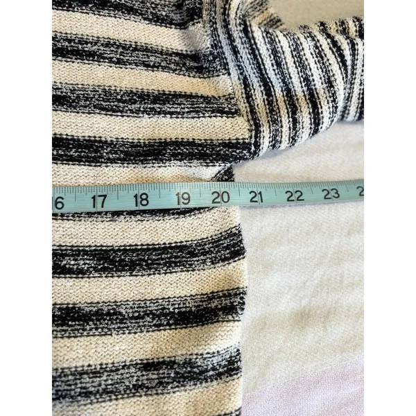 Billabong Striped Tie‎ Up Sweater Long Bell Sleeve Size L Black/Cream Knit Soft - Image 6