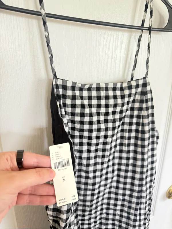 Anthropologie NEW Apron Mini Dress in Black Gingham Fall - Image 5