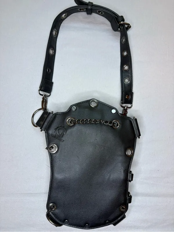 Steel Master Skull Studded Gothic Steampunk Crossbody Hip Holster Bag - Image 3