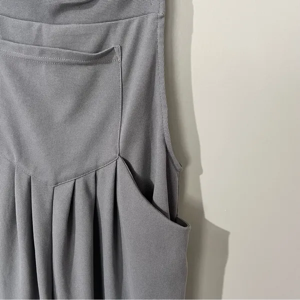 Halara Women’s Overalls Medium Gray Waffle Knit Casual Minimalist Comfy Capsule - Image 4