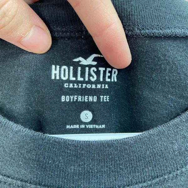 Hollister‎ women's black striped cropped short sleeve relaxed casual shirt tee S - Image 3