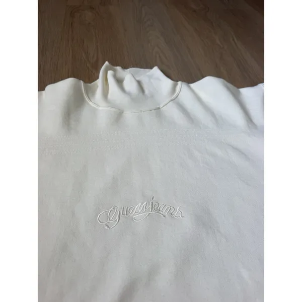 Vtg Guess Georges Marciano Sweatshirt Womens Medium Ivory Mockneck Pullover USA - Image 2