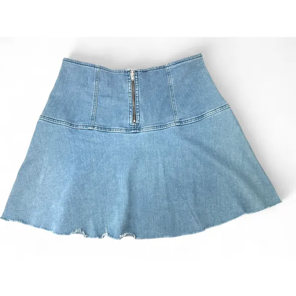 FREE PEOPLE| 12 | Women's Highlands Denim Skirt Short Mini Denim Blue Jean - Image 4