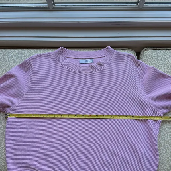 Fletch Pink Ribbed Crewneck 100% Cotton Slightly Cropped Long Sleeve Top size S - Image 9