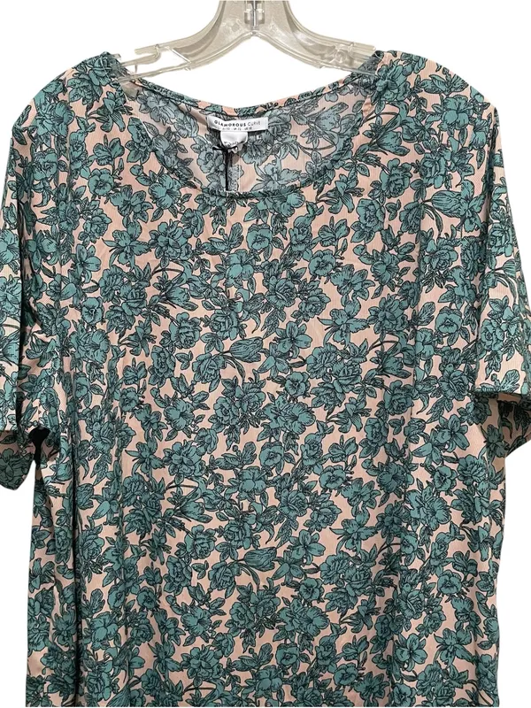 Glamorous Curve Floral Shift Dress Green Pink Womens Size 18 Short Sleeve NWT - Image 4